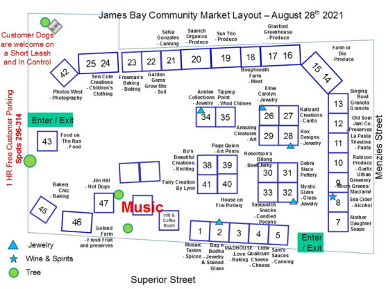 Come on down to the James Bay Community Market – 9 am to 3 pm – Saturday August 28th for music, crafts, produce, food and coffee!