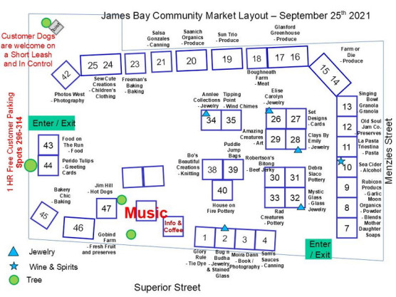 <center>This Saturday, September 25th – Second to last chance to see music, crafts, produce, food and coffee at the James Bay Community Market – 9 am to 3 pm</center>